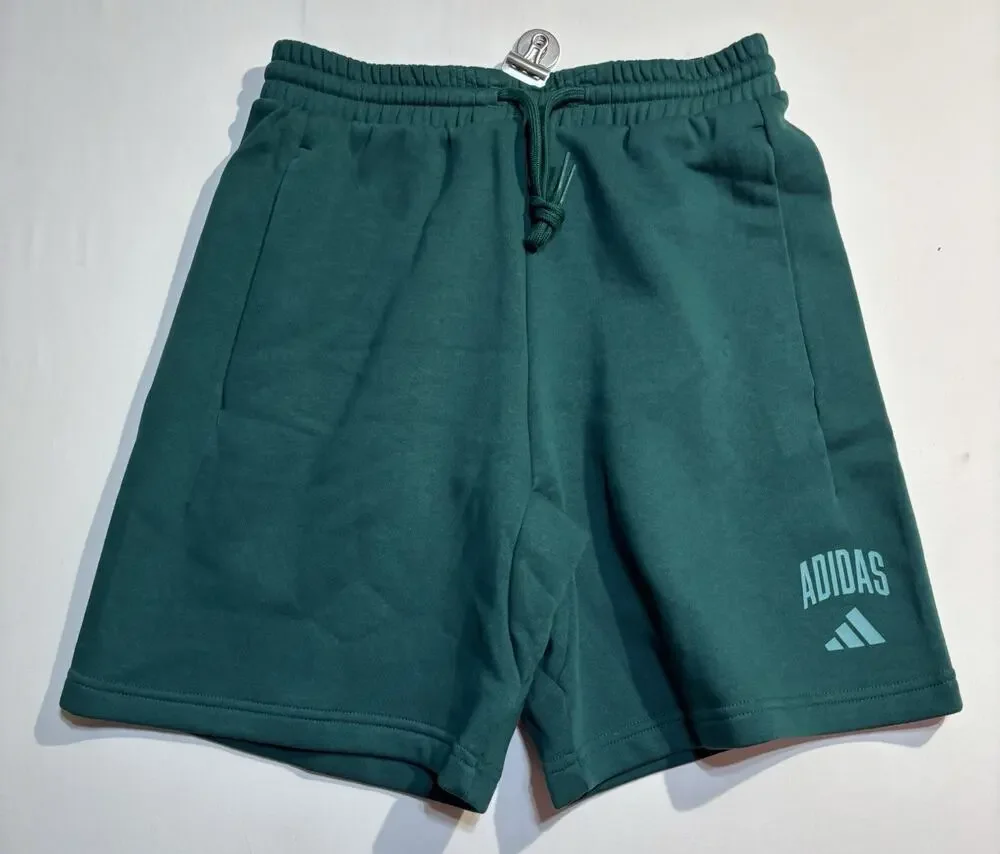 Adidas Men’s Small Green Fleece Shorts Drawstring Pockets NWT Athletic